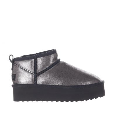 Stivaletto basso in camoscio metallizzato