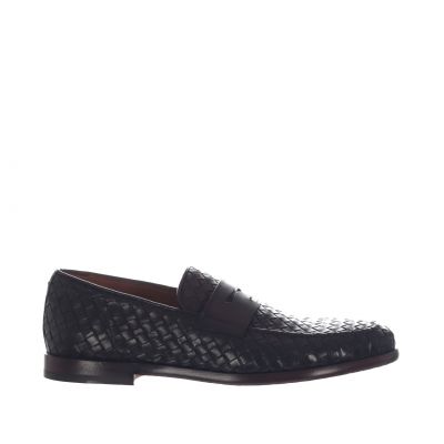 Mocassino in pelle intrecciata con mascherina