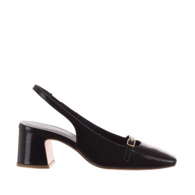 Décolleté slingback in vernice con cinturino