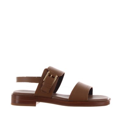 Sandalo a doppia fascia in pelle con fibbia