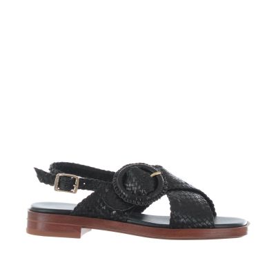 Sandalo in pelle intrecciata con fibbia