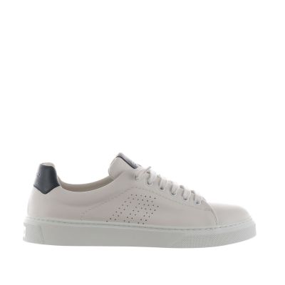 Sneaker in pelle con tallone a contrasto