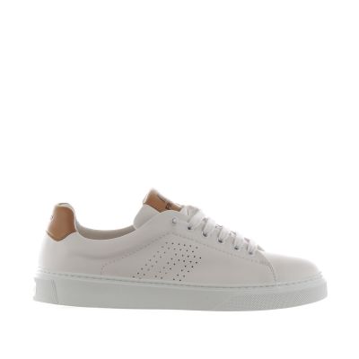 Sneaker in pelle con tallone a contrasto