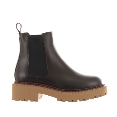 Stivaletto beatles in pelle con doppio guardolo