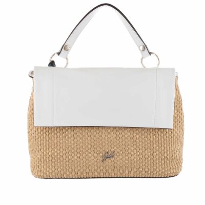 Borsa iolanda taglia m in paglia e pelle