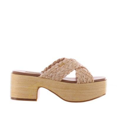 Sabot in raffia con fondo platform