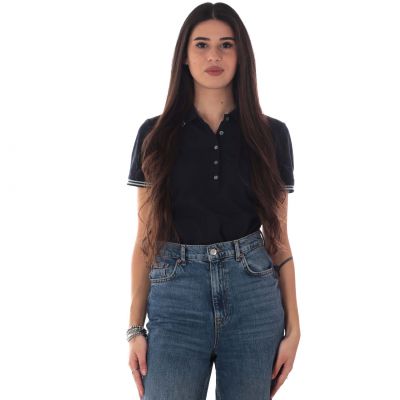Polo in cotone con profili in lurex