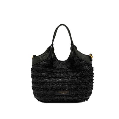 Borsa dua in pelle e rafia