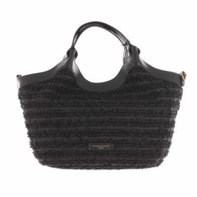 Borsa dua in pelle e rafia
