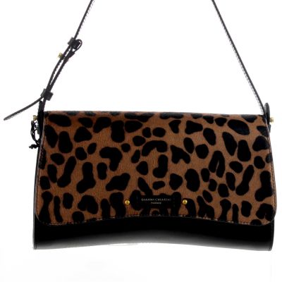 Borsa keira in pelle con patta in cavallino