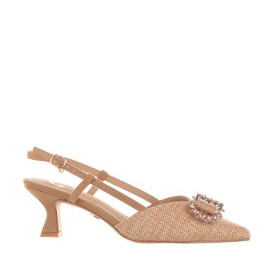 Décolleté slingback in rafia