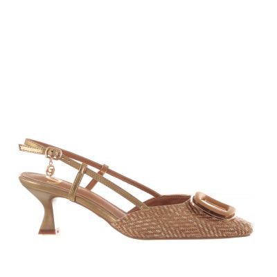 Décolleté slingback in rafia