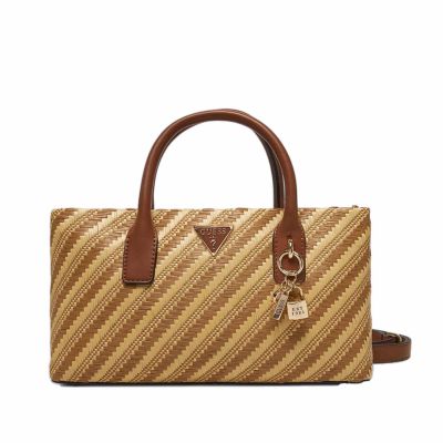 Borsa simona small satchel in rafia e similpelle