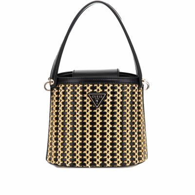 Secchiello atalia crossbody  in rafia e similpelle