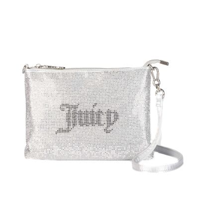 Pochette mia flat pouch in poliestere con strass