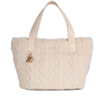 Borsa a mano large tote in pelliccia sintetica