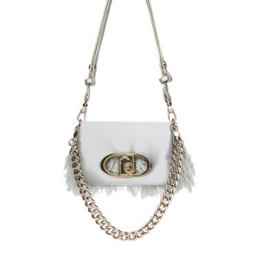 Borsa crossbody lapuffy small con piume