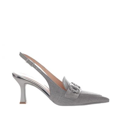 Décolleté slingback in raffia e glitter