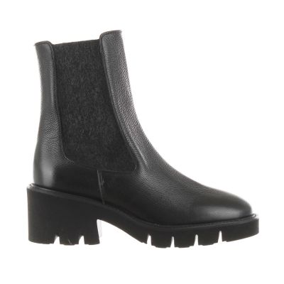 Stivaletto in pelle con inserto in tessuto