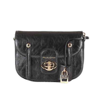 Borsa shoulder poppy in pelle metal craquelé