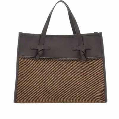 Borsa a mano memory in pelle e tessuto 