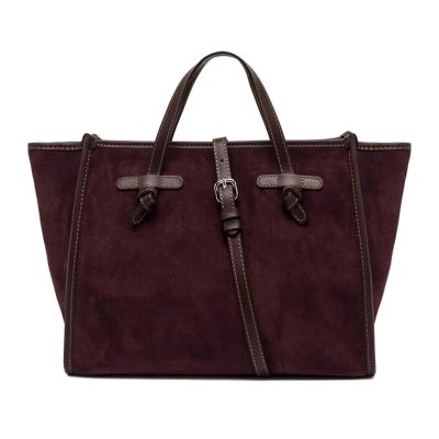 Borsa shopping in camoscio e pelle