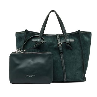 Borsa shopping in suede con tracolla