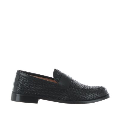 Mocassino in pelle intrecciata con mascherina