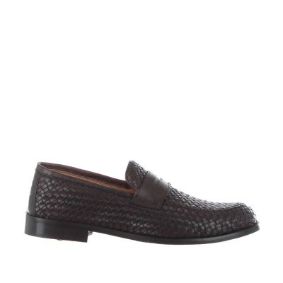 Mocassino in pelle intrecciata con mascherina