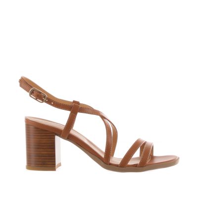 Sandalo in pelle con tacco midi