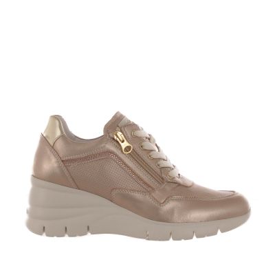 Sneaker in pelle con zeppa