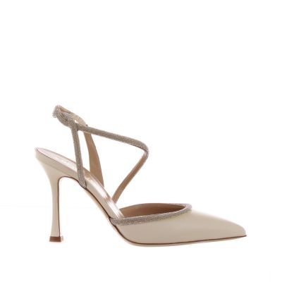 Décolleté mya slingback in nappa con strass