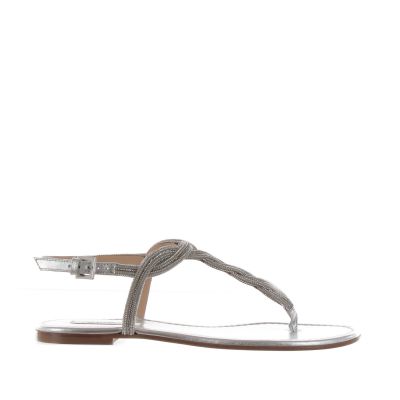 Infradito elisa in nappa laminata con strass