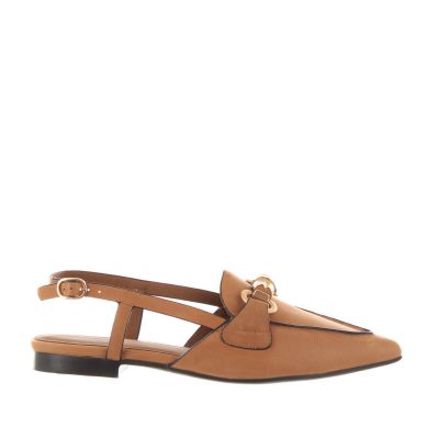 Mocassino slingback in pelle con dettaglio