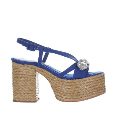 Sandalo platform emilie in satin e juta
