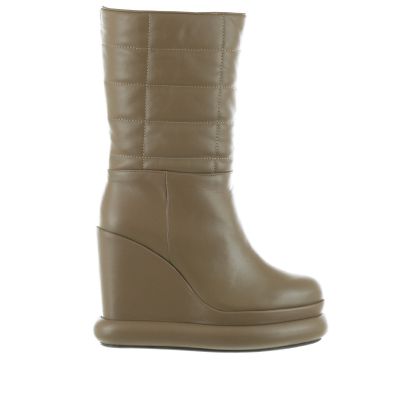 Stivaletto margie in nappa trapuntata con zeppa