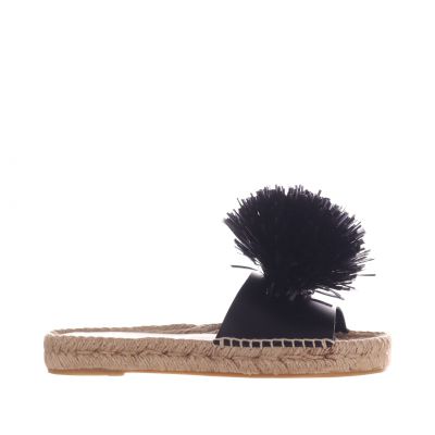 Ciabatta agnes in pelle con fiore decorativo
