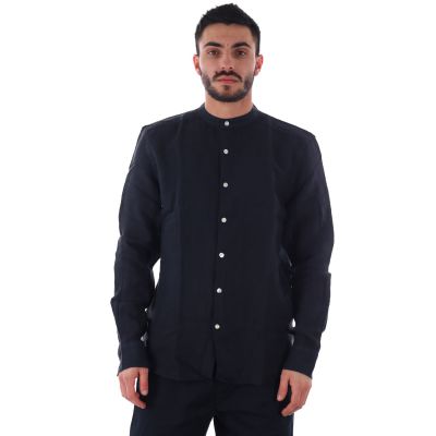 Camicia iberis lino 01 con collo alla coreana