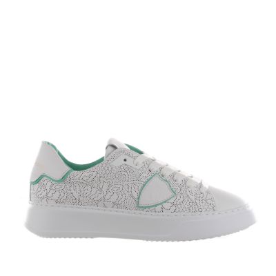 Sneaker temple in pelle forata effetto pizzo
