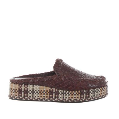 Ciabatta platform forli in pelle intrecciata