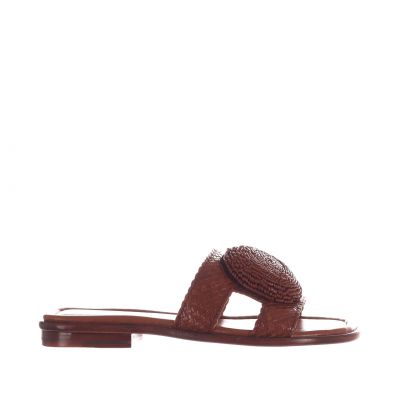 Ciabatta tina in pelle intrecciata