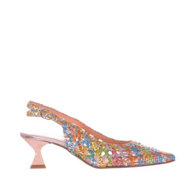 Décolleté slingback carol in pelle intrecciata