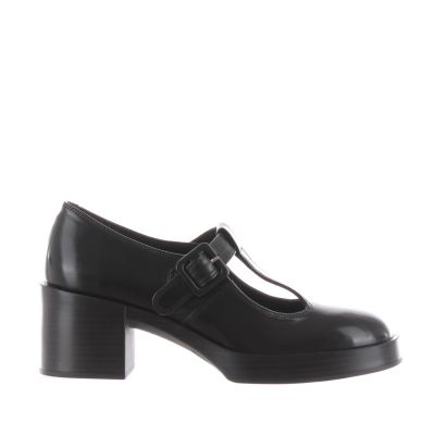 Mocassino mary jane in pelle con tacco