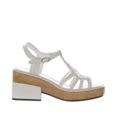 Sandali in pelle con tacco midi