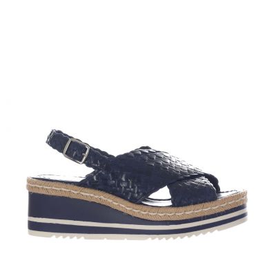 Sandalo con zeppa padova in pelle intrecciata