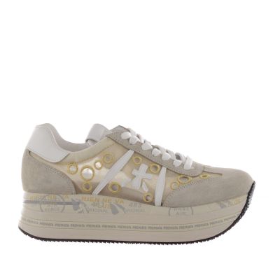 Sneaker in camoscio e nylon con motivi circolari