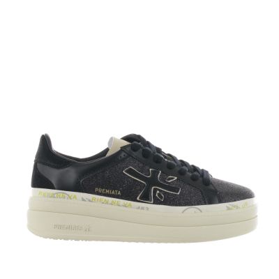Sneaker in pelle e glitter