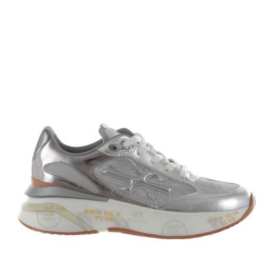 Sneaker in pelle metal e nylon