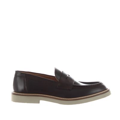 Mocassino con mascherina in pelle