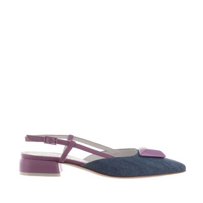 Ballerina slingback in denim e nappa